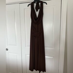 Elegant Brown Halter Dress